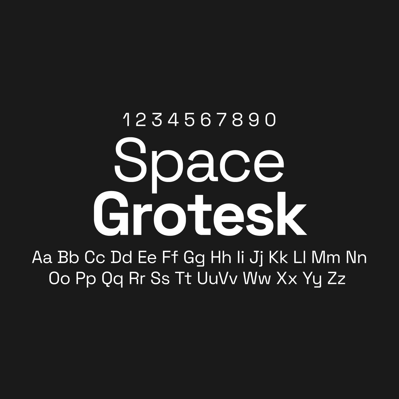 Apresentação visual da fonte Space Grotesk aplicada